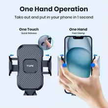 Car Phone Holder Mount,TOPK Upgrade Auto Locking Universal Phone Stand Holder with Hook Clip for Car Air Vent for iPhone Samsun
